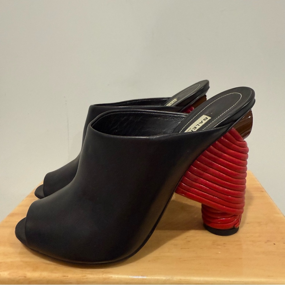 Balenciaga Black and Red Mules